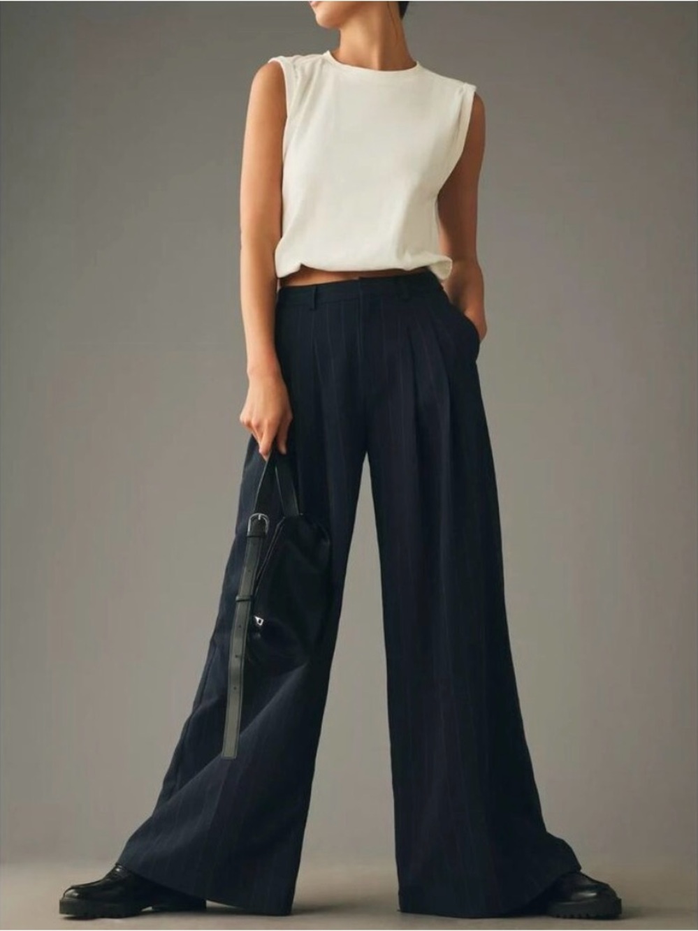 Anthropologie Maeve Avery Pleated Pinstripe Wide-Leg Trousers 4